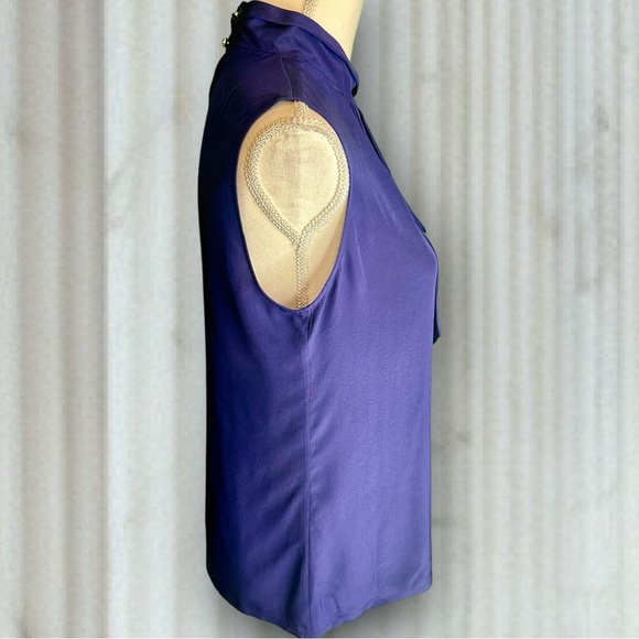 Ted Baker London ‘Syna’ Scarf Neck 100% Silk Sleeveless Top US Size 6 in Indigo - Picture 12 of 14